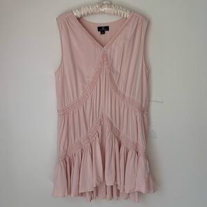 Curations Boho Ruffle Blush Tunic Tank Top